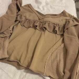 POL Beige Ruffle Knit Blouse